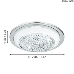 Eglo ACOLLA Wand-/plafondlamp staal chroom / glas met kristallen wit, helder H: 85 mm | Ø 290 mm Hot