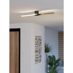 Eglo AIETA Plafondarmaturen staal, kunststof zwart, geborsteld messing H: 80 mm Outlet