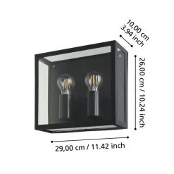 Eglo ALAMONTE 1 Wandlamp staal zwart / Glas helder H: 260 mm Best