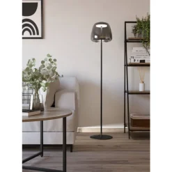 Eglo ALFERO-Z Staande lampen staal zwart / glas gestoomd chroom H: 1395 mm | Ø 275 mm Clearance