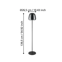 Eglo ALFERO-Z Staande lampen staal zwart / glas gestoomd chroom H: 1395 mm | Ø 275 mm Clearance