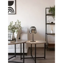 Eglo ALFERO-Z Tafellampen staal zwart / glas gestoomd chroom H: 345 mm | Ø 165 mm Hot