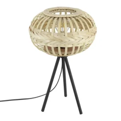 Eglo AMSFIELD 1 Tafellampen staal zwart / Hout natuur H: 410 mm | Ø 260 mm Best