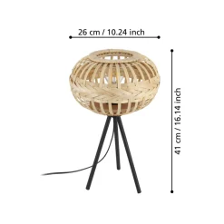 Eglo AMSFIELD 1 Tafellampen staal zwart / Hout natuur H: 410 mm | Ø 260 mm Best