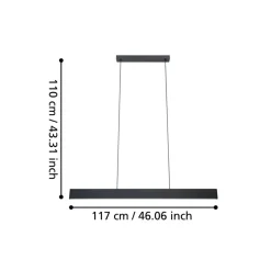 Eglo ANDREAS-Z hanglamp staal zwart / Kunststof wit H: 1100 mm Best
