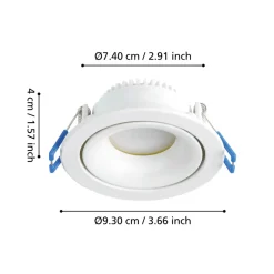 Eglo ARENALS inbouwarmatuur aluminium wit / Kunststof wit H: 38 mm | Ø 92 mm Online
