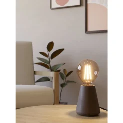 Eglo ASBY Tafellampen Hout donkerbruin H: 100 mm | Ø 85 mm Discount