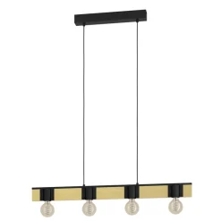 Eglo BAILRIGG hanglamp staal, hout zwart, bruin H: 1100 mm Online