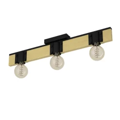 Eglo BAILRIGG Plafondarmaturen staal, hout zwart, bruin H: 45 mm Discount