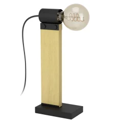 Eglo BAILRIGG Tafellampen staal, hout zwart, bruin H: 330 mm Discount