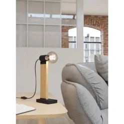 Eglo BAILRIGG Tafellampen staal, hout zwart, bruin H: 330 mm Discount