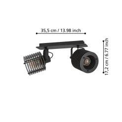 Eglo BALKSPOT/2 E27 SEGOVIA ZWART/HOUT New