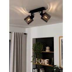 Eglo BALKSPOT/2 E27 SEGOVIA ZWART/HOUT New