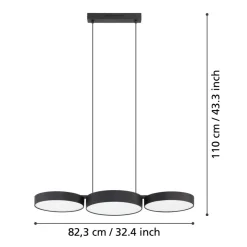 Eglo BARBANO-Z hanglamp staal zwart / textiel, kunststof zwart, wit H: 1100 mm New