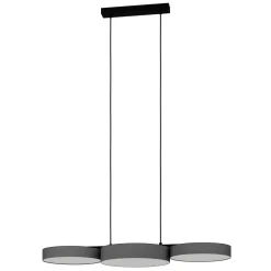 Eglo BARBANO-Z hanglamp staal zwart / textiel, kunststof grijs, wit H: 1100 mm Outlet