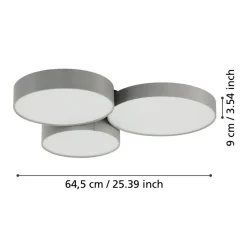 Eglo BARBANO-Z Plafondarmaturen staal zwart / textiel, kunststof grijs, wit H: 90 mm New