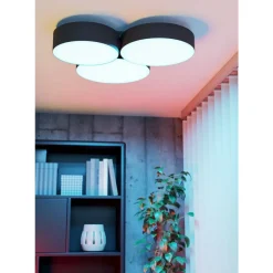 Eglo BARBANO-Z Plafondarmaturen staal zwart / textiel, kunststof zwart, wit H: 90 mm Outlet