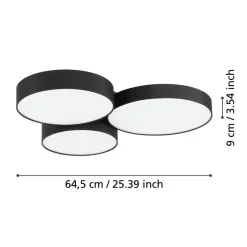 Eglo BARBANO-Z Plafondarmaturen staal zwart / textiel, kunststof zwart, wit H: 90 mm Outlet