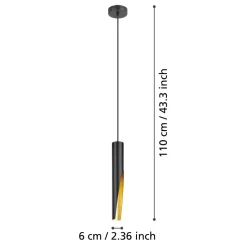 Eglo BARBOTTO hanglamp staal zwart, goud H: 1100 mm | Ø 60 mm New