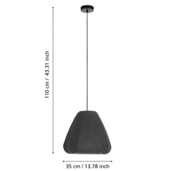 Eglo BARLASTON hanglamp staal zwart / textiel grijs H: 1100 mm | Ø 350 mm Sale