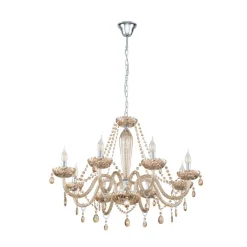 Eglo BASILANO hanglamp staal chroom / Glas cognac H: 1300 mm | Ø 820 mm Outlet