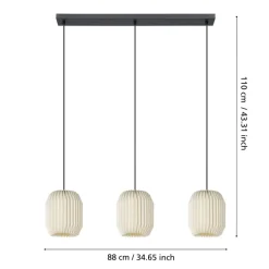 Eglo BELGRAVE hanglamp staal zwart / papier wit H: 1100 mm Hot
