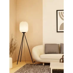 Eglo BELGRAVE Staande lampen staal zwart / papier wit H: 1415 mm | Ø 300 mm Best