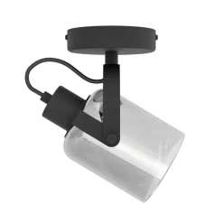 Eglo BERREGAS spot staal zwart, chroom / glas gestoomd zwart-transparant Ø 110 mm Online