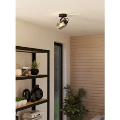 Eglo BERREGAS spot staal zwart, chroom / glas gestoomd zwart-transparant Ø 110 mm Online