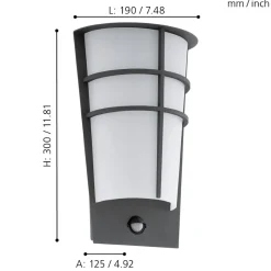 Eglo BREGANZO 1 Wandlamp staal verzinkt antraciet / Kunststof wit H: 300 mm Discount