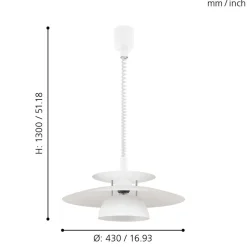 Eglo BRENDA hanglamp kunststof, staal wit, chroom / staal wit H: 1300 mm | Ø 430 mm Hot