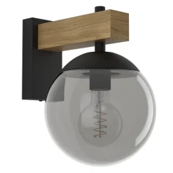 Eglo BUFALATA Wandlamp staal zwart, bruin / Kunststof zwart-transparant H: 290 mm New