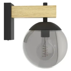 Eglo BUFALATA Wandlamp staal zwart, bruin / Kunststof zwart-transparant H: 290 mm New