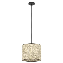 Eglo BUTTERBURN hanglamp staal zwart / textiel met berkenbladeren beige, groen H: 1100 mm | Ø 360 mm Online