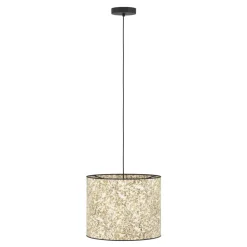 Eglo BUTTERBURN hanglamp staal zwart / textiel met berkenbladeren beige, groen H: 1100 mm | Ø 360 mm Online