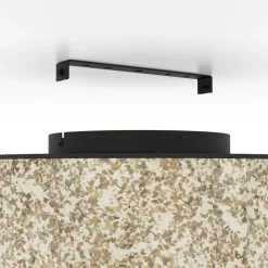 Eglo BUTTERBURN Plafondarmaturen staal zwart / textiel met berkenbladeren beige, groen H: 235 mm | Ø 380 mm Hot