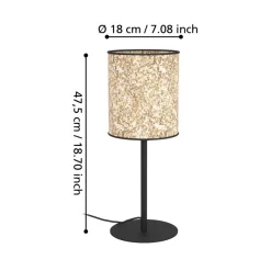 Eglo BUTTERBURN Tafellampen staal zwart / textiel met berkenbladeren beige, groen H: 475 mm | Ø 180 mm Discount
