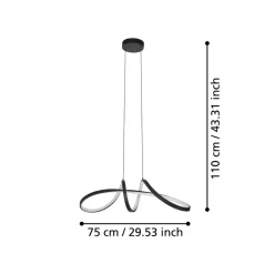 Eglo CALAROSSA-Z hanglamp aluminium, staal zwart / Kunststof wit H: 1100 mm Hot
