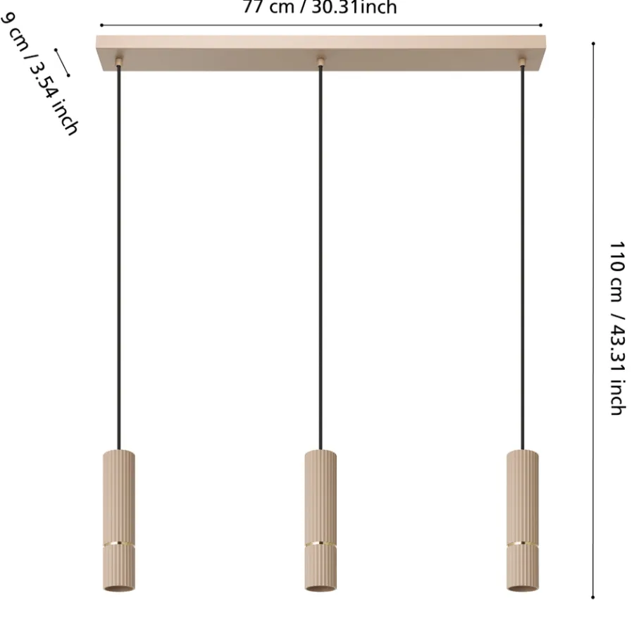 Eglo CAMINIA hanglamp staal zand, geborsteld messing H: 1100 mm Online