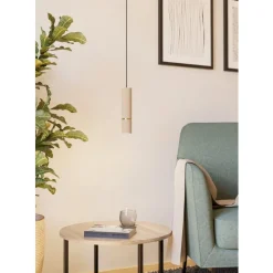 Eglo CAMINIA hanglamp staal zand, geborsteld messing H: 1100 mm | Ø 60 mm