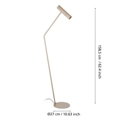 Eglo CAMINIA Staande lampen staal zand, geborsteld messing H: 1585 mm Outlet