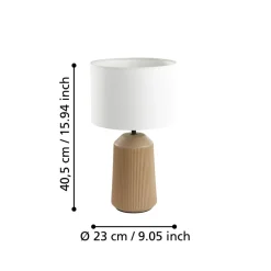 Eglo CAPALBIO Tafellampen Keramiek zandkleuren / textiel wit H: 410 mm | Ø 230 mm Outlet