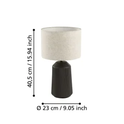 Eglo CAPALBIO Tafellampen Keramiek grijs / textiel, linnen natuur H: 410 mm | Ø 230 mm Clearance