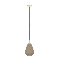Eglo CAPRAROLA hanglamp staal geelkoper-geborsteld / glas satijn zand H: 1100 mm | Ø 200 mm Sale