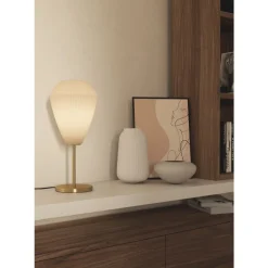 Eglo CAPRAROLA Tafellampen staal geelkoper-geborsteld / glas satijn zand H: 460 mm | Ø 200 mm Best