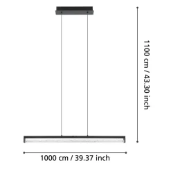 Eglo CARDITO 1 hanglamp aluminium, staal zwart / glas, kristal helder H: 1100 mm Online