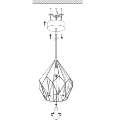 Eglo CARLTON 1 hanglamp staal zwart, koper H: 1500 mm | Ø 385 mm New