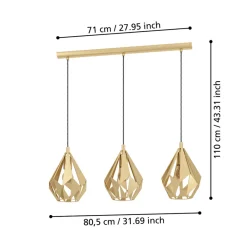 Eglo CARLTON hanglamp staal goudkleuren H: 1100 mm Online