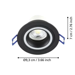 Eglo CAROSSO-Z inbouwarmatuur aluminium zwart / Kunststof wit H: 28 mm | Ø 93 mm Hot
