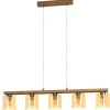 Eglo CASTRALVO hanglamp staal, hout nikkel-mat, bruin / glas gestoomd amber H: 1100 mm Outlet
